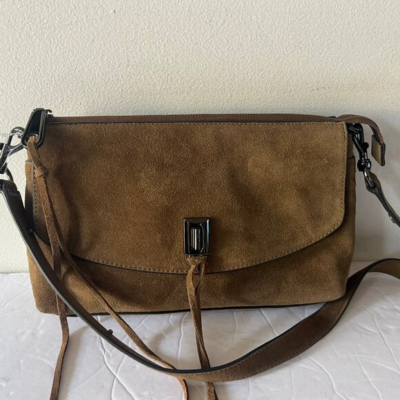 $278 REBECCA MINKOFF DARREN SUEDE SHOULDER CROSSBODY BAG - Picture 1 of 7